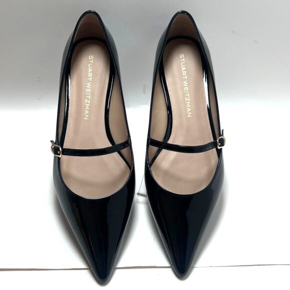 Stuart Weitzman Emilia Patent Leather Mary Jane Pointed Toe Women Flats Sz 9.5B - Picture 4 of 11